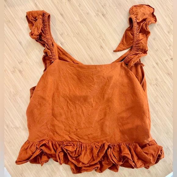 Express Rust Orange Open Back Blouse - Picture 1 of 4